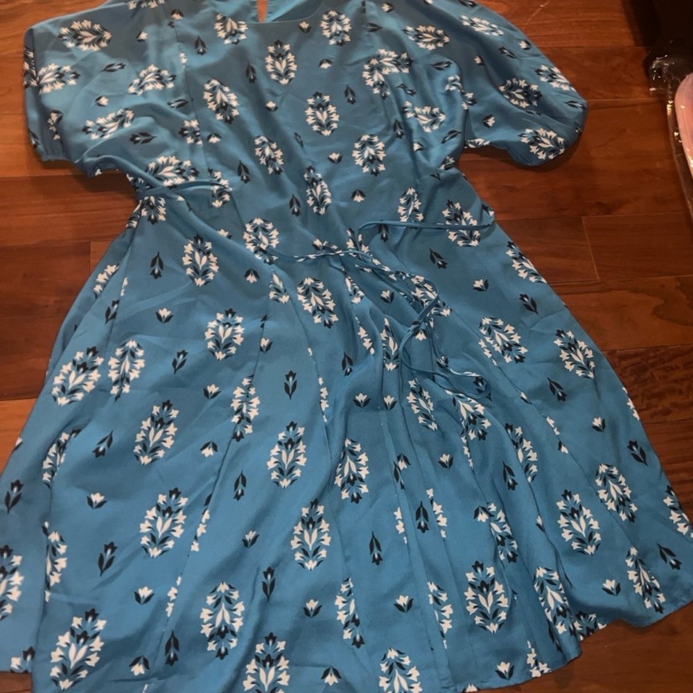 Blue Floral Wrap Dress